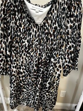 Emma & Michele White Dress with Black and Brown Leopard Spots